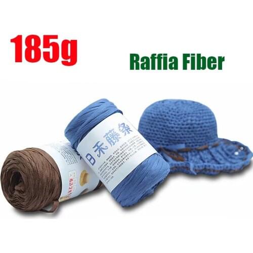 185g Raffia Fiber Cords Hand Knitting RAFFIA Straw Hat Crochet Bag 100% Natural Plaid Ribbon Home Decor