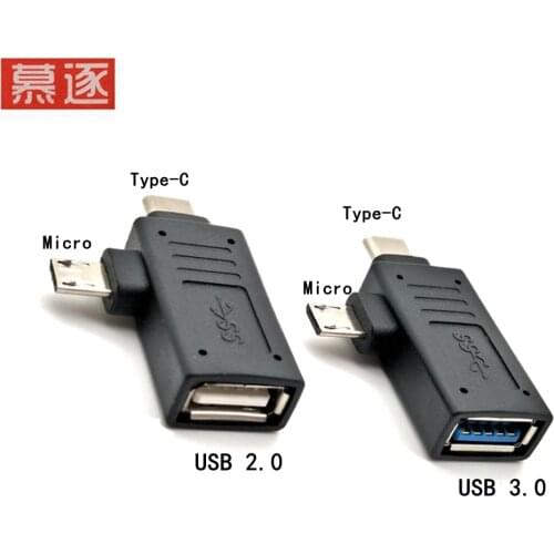 2 In 1 USB 2,0 3,0 OTG Adapter Typ C Micro USB zu USB 3,0 Männlichen zu Weiblichen Lade Daten konverter Für U disk Tastatur Andr