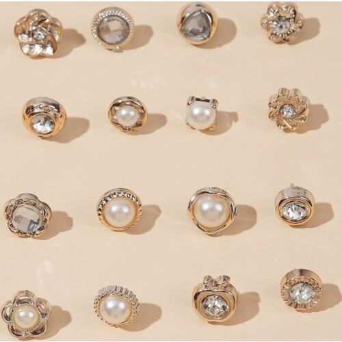 20 Pcs/set Pearl Brooch Button Pins Denim Jacket Lapel Pin Badge Jewelry Gift For Women Kids Flower Collar Cuff Links 2021