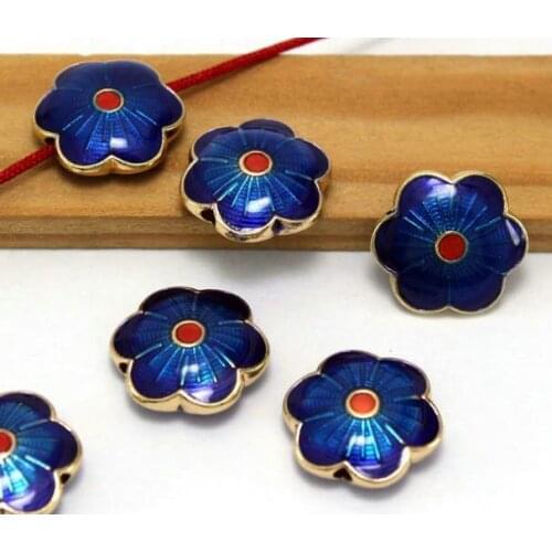 5pcs/lot Tibetan silver Dripping oil spacer Pendant flower Loose Spacer Beads for DIY Jewelry Making bracelet fg4s