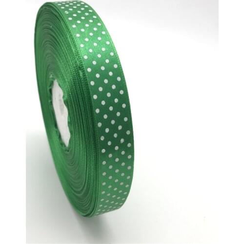 5Yards 3/4" 20mm Green Printing Polka Dot Satin Ribbon Hair Bow Christmas Wedding Decoration DIY Sewing Craft