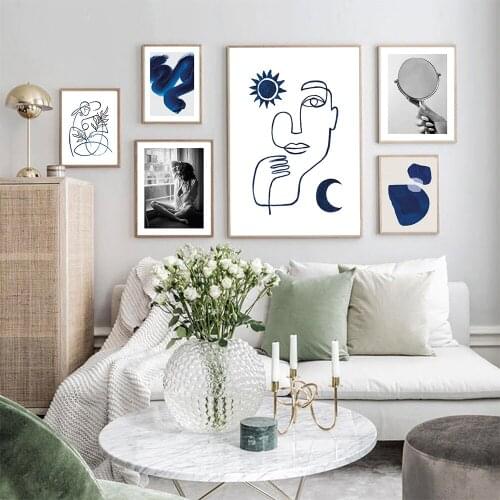Abstract Line Black White Sexy Woman Picture Canvas Painting Geometry Poster and Print Wall Art Print Living Room Nordic Decor