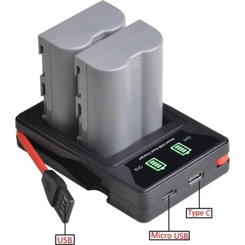 2000mAh EN-EL3e EN EL3e ENEL3e Battery + EN EL3 Charger with Type-c Port for Nikon D30 D50 D70 D70S D90 D80 D100 D200 D300 D700