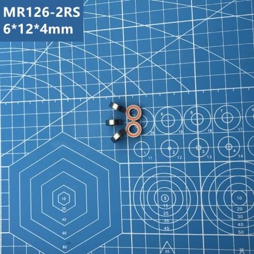 Free Shipping High quality 10pcs MR126RS orange double sealed cover miniature deep groove ball bearing MR126-2RS 6*12*4mm