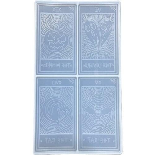 Shiny Halloween Cards Keychain Silicone Epoxy Resin Mold DIY Keychain Pendant Jewelry for Luggage Tags Bag Accessories