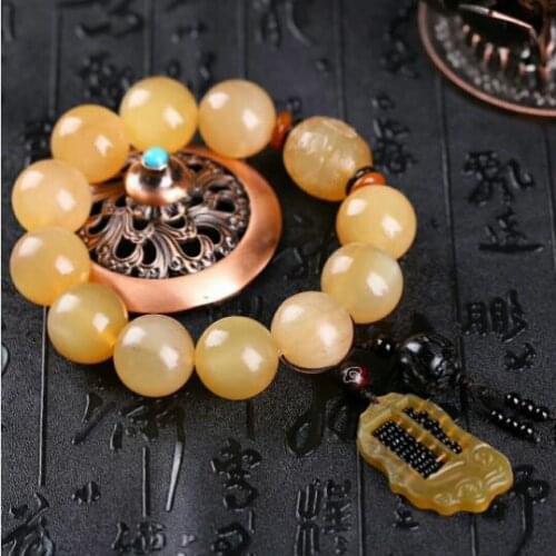 Handcrafted Sheep Horn Beads Bracelet Tibetan Horn Beads Mala Bracelet Tibetan OM Mantra Beaded Bracelet with an abacus