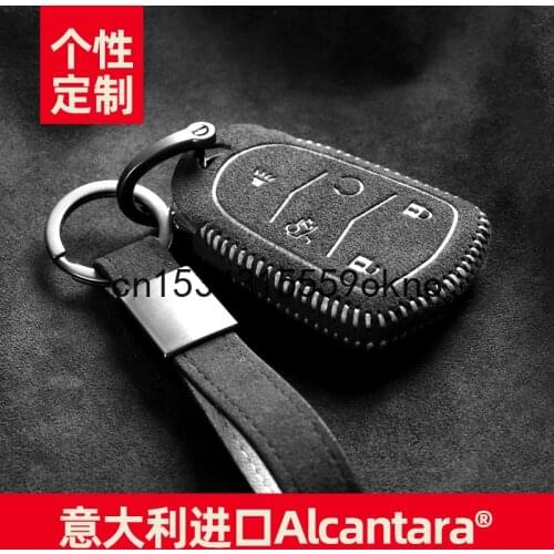 Key Bag For Cadillac XTS ATSL XT4 XT5 SRX ATS CT6 Key Fob Case Cover Ring Alcantara
