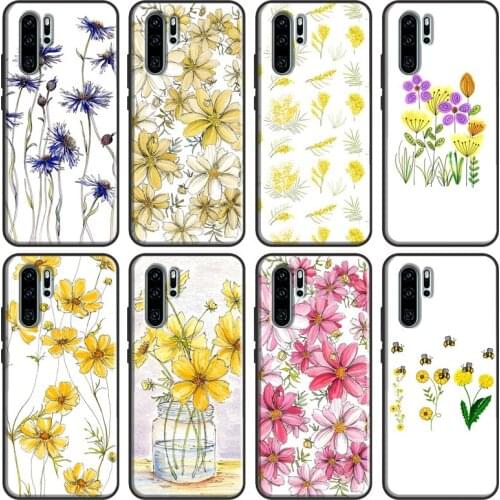 Yellow Cosmos Flowers Lavender Case For Huawei Nova 5T P Smart 2019 2021 P20 P40 P30 Pro Mate 20 Lite Honor 8X 9X 8A 10i