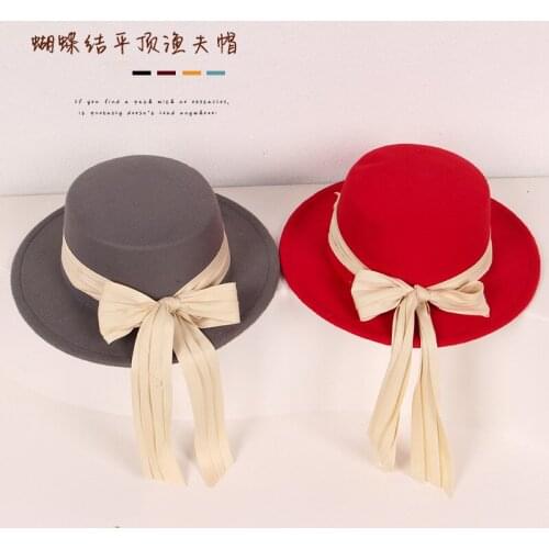 Pudcoco 8 Colors Childrens Girls Retro Hat Bowknot Bucket Hat Fisherman Cap For Spring Autumn Winter