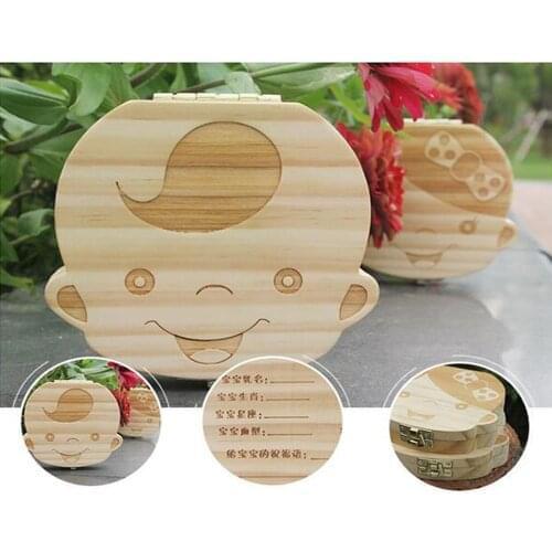 Baby Tooth Box Wooden Kids Milk Teeth Organizer Storage Boys Girls Baby Souvenirs Gifts Keepsakes