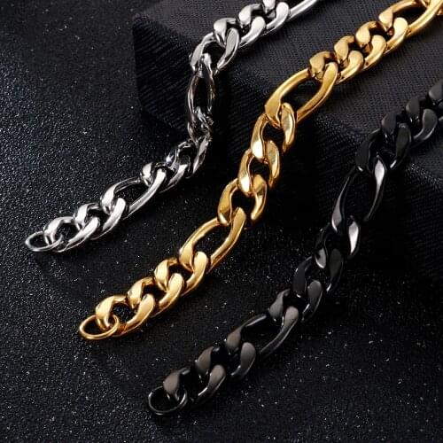 Dropshipping Fashion 16-25cm Cuban Chain Bracelet Men Stainless Steel 12mm Width Gold Black Armband Jewellry 2021
