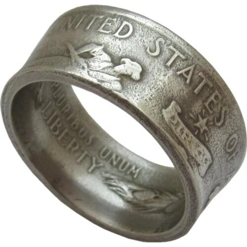 US 1820-1920 Handcraft Coin Ring Made from Kennedy Half Dollar Silver Plated Copy Coins
