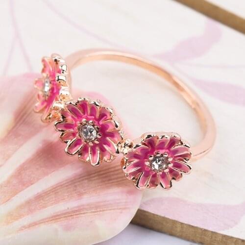 Sweet Sunflowers Daisy Rings Colorful Crystal Zircon Ring Couple Bride Wedding Engagement Rings For Women Retro Gothic Jewelry