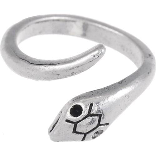 1pc Mens Retro Ring Womens Punk Gothic Snake Ring Exaggerated Personality Gothic Adjustable Banquet Gift Jewelry Wholesale