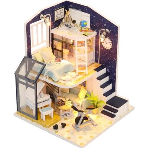 Doll House Wooden Furniture Diy Dollhouse Miniature Puzzle Assemble 3d Model Miniatura Dollhouse Toys For Children Birthday Gift