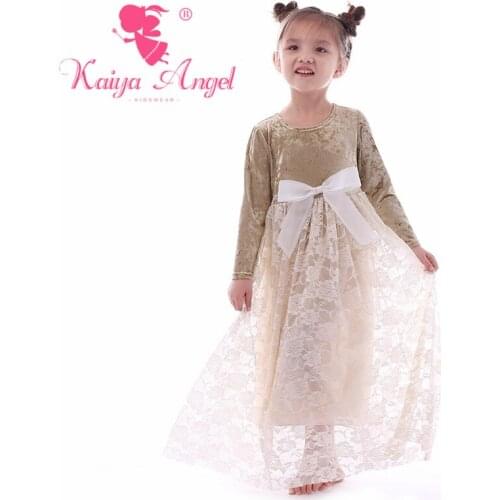Kaiya Angel Hot Toddler Girl Party Dresses Summer Winter Girls Boutique Clothing Childrens Milk White Lace Bow Kids Dresses