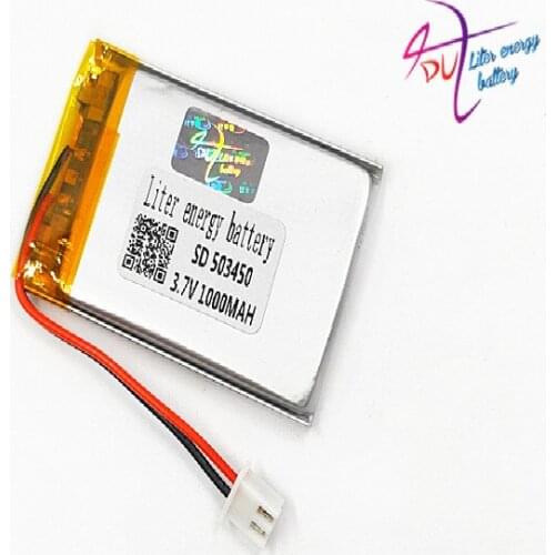 JST XH 2.54mm 503450 3.7V 1000MAH 523450Lithium Polymer LiPo Rechargeable Battery For Mp3 headphone PAD DVD bluetooth camera