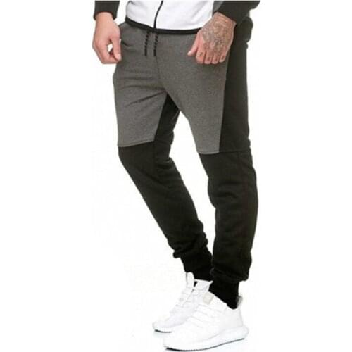 2020 autumn and winter hot style mens fleece stitching sports casual color matching trousers mens pants