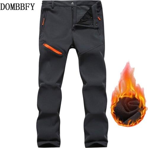 Mens Winter Fleece Thermal Pants Outwear Soft Shell Casual Pants Women Thick Stretch Waterproof Military Tactical Long Trousers