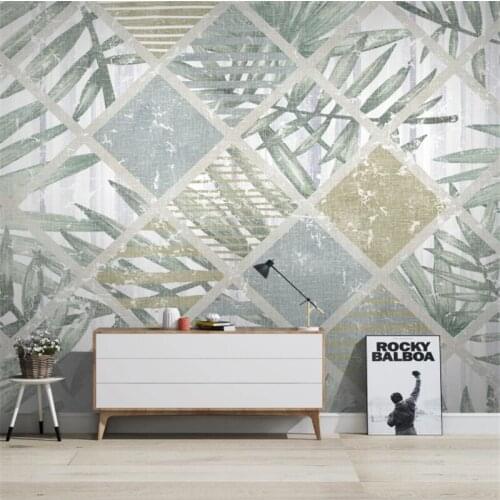 Custom Mural Wallpaper Tropical Plant Geometric Line TV Sofa Background Wall Painting