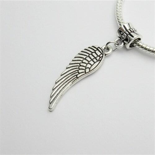 New 20pcs wing charm Big Hole bead European Pendant fit for Pandora style Bracelets Necklace DIY Metal Jewelry Making