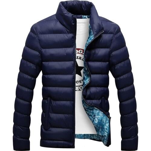 New Fashion Mens Winter Warm Jacket Stand Collar Male Parka Jacket Mens Solid Thick Jackets And Coats Man Winter Parkas G021