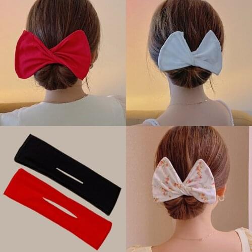 New Women Vintage Bow Print Bun Maruko DIY Hairstyle Making Hold Tool Headband Knotted Plate Hairbands Fashion Hair Accessories