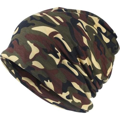 2021 Cotton Autumn winter Skullies cap beanie hat camouflage print turban Hat scarf dual use for Men and Women 56