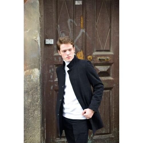 Mens Slope Collar Smoked Cachet Coat 2021 Autumn Winter Season Outerwear Young Style Double Pocket High Quality Front Buttoned