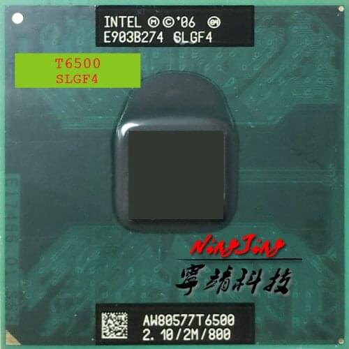 Intel Core 2 Duo Mobile T6500 SLGF4 2.1 GHz Dual-Core Dual-Thread CPU Processor 2M 35W Socket P