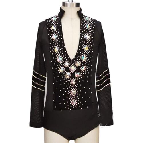 Professional Boys Ballroom Latin Dance Tops Long Sleeve Shirt Children Kids Latino Training Or Performance Dancing Wear DL4052