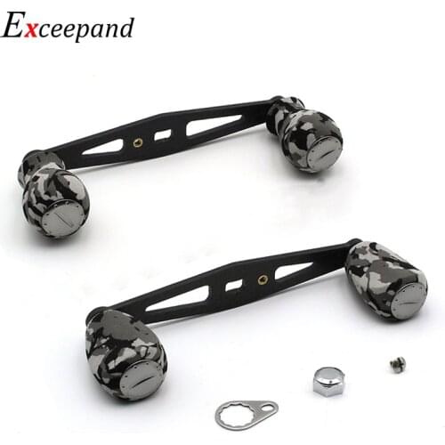 Exceepand Gray CAMO Knobs Powerful Carbon Fiber Straight Baitcasting Drum Reel Handle for Abu Garcia Daiwa Baitcaster Reel