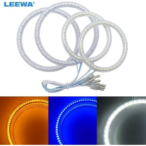 LEEWA 2*80mm 2*100mm Car LED Halo Rings Angel Eyes DRL Head Lamp For VOLKSWAGEN Magotan White/Blue/Yellow #CA5267