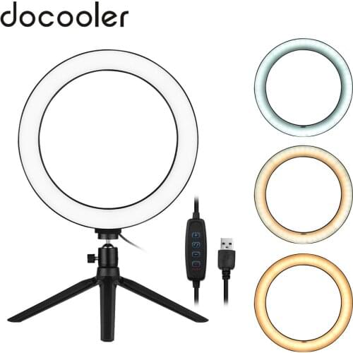 Docooler 10 Inch LED Ring Light with Tripod Stand for YouTube Video Photo Studio Live Photography LED Selfie Ringlight