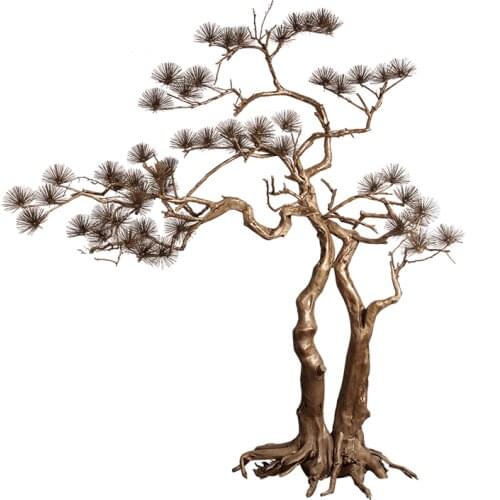 TT Jingquan Welcome Pine Mall Hotel Lobby Floor Large Decoration Bronze Solid Wood Carving Art Soft Decoration