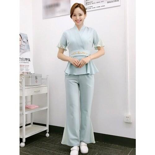 Spring And Summer Short Sleeve Beauty Salon Cosmetologist Foot Bath And Foot Therapy Spa Health Female Work Uniform