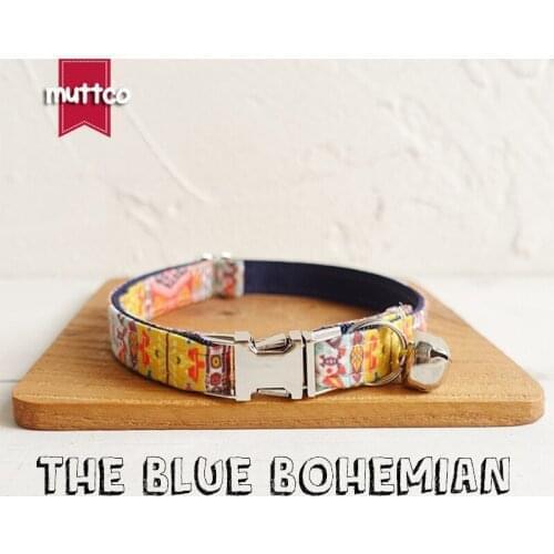 MUTTCO Retailing handmade time-proof cat collar THE BLUE BOHEMIAN creative ethnic style cat collars and leashes 2 sizes UCC054