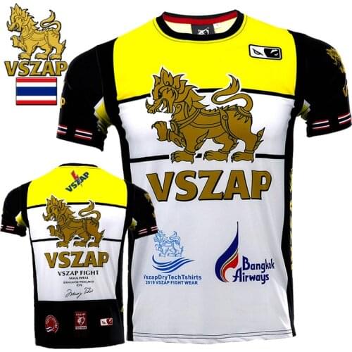 VSZAP fitness speed dry jersey male stretch short sleeve MUAY THAI Boxing Sport T-shirt MMA combat Mixed training Running man