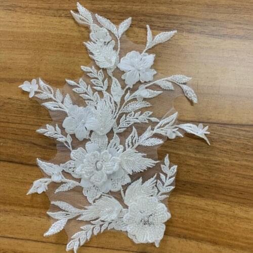 High Quality Rayon Material Luxury Beaded Lace Collar Flower Bridal Wedding Dress Applique Clothing Accessories