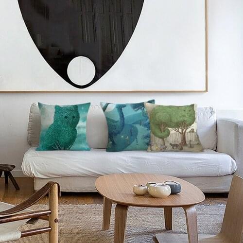Plant Cushion Cover Sofa Custom Pillow Cover For Living Room Linen Decorative Pillows Home Decor Animals Coussin Decoratif