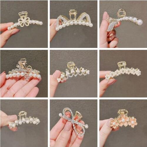 Explosive Hot-selling Elegant Bow Hairpin Clip Clip For Women Temperament Pearl Shark Clip For Ladies All-match Hair Accessories