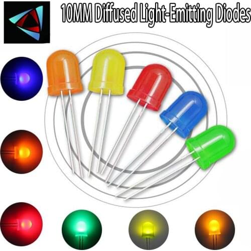 10mm 10pcs/LOT Red Blue White Yellow Green Orange LED Round DIP Colors