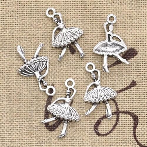 40pcs Charms Ballet Girl Dancer Ballerina 22x12mm Handmade Pendant Making fit,Vintage Tibetan Silver color,DIY For Necklace
