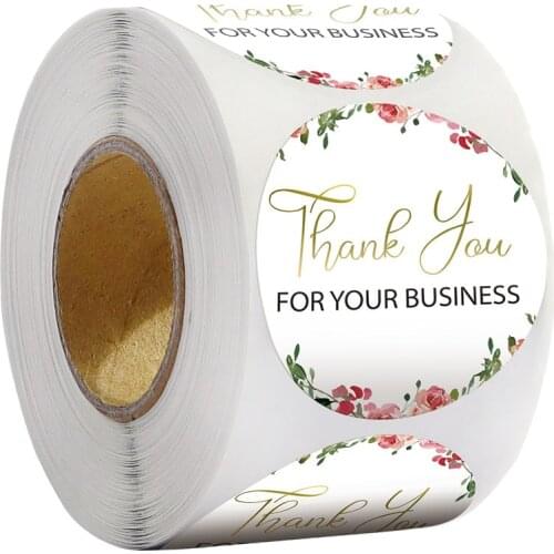 50-500pcs Thank You For Your Business Sticker 1inch Flower Decor Ation Sticker For Handmade Wedding Gift Labels Stationery