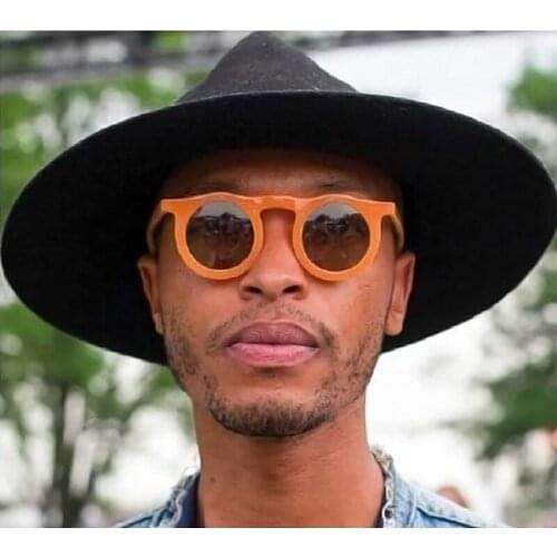 AOZE 2020 round style retro frame sunglasses jelly color personality trend sunglasses unisex Casual minimalist hip hop glasses