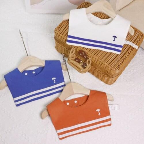 British Square Cotton Bibs For Newborns Babies Boys And Girls Navy Stripe Saliva Towel Fake Collar Accessories Kids Fashion