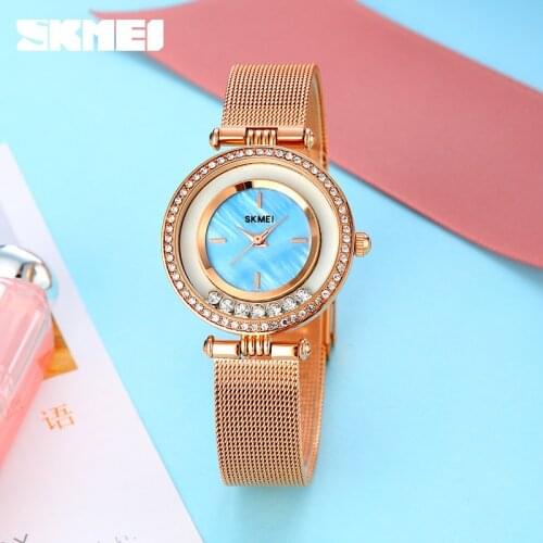 SKMEI Luxury Diamond Dial Bracelet Ladies Wristwatch Waterproof Womens Watches Clock For Female Girl Relogio Feminino 1785