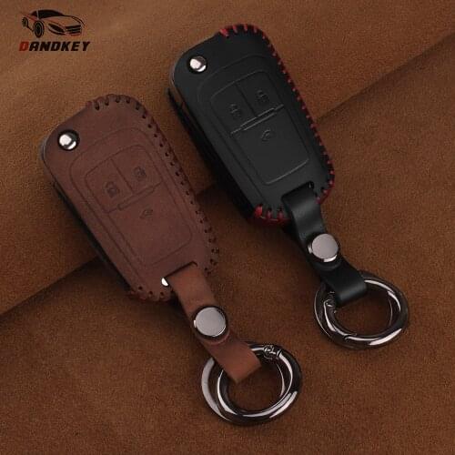Dandkey Leather Car Key Case For Opel Astra Corsa Antara Meriva Zafira J Mokka Insignia For Chevrolet Cruze Aveo TRAX 3 Buttons