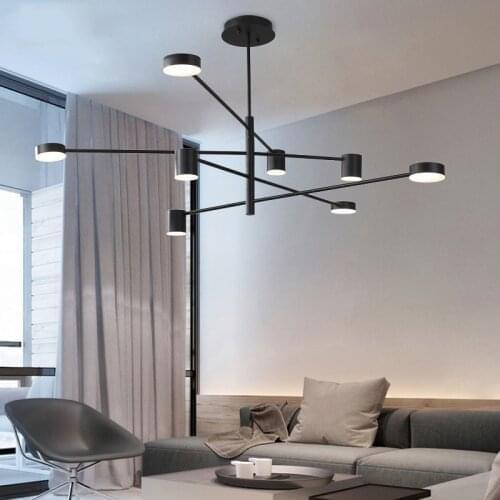 Black Gold White Long Chandelier Led Ceiling Suspended Chandelier Lighting Lamp for Hall Kitchen Living Room Bedroom modern chan