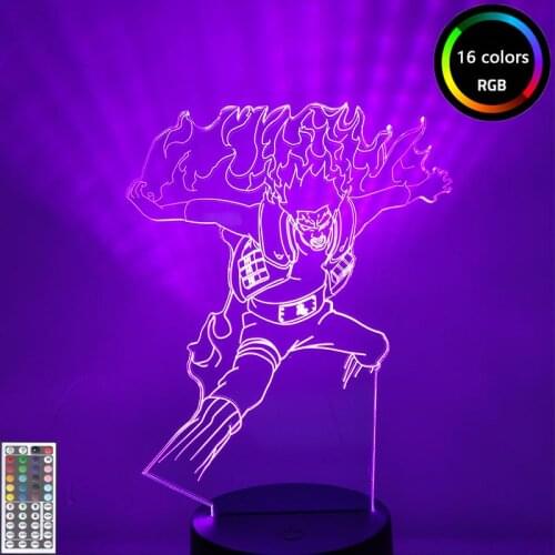 Naruto Action Figure Might Guy Shippuden Anime Night Light Color Change Child Table Lamp 3D Night Lamp for Home Bedside Decor
